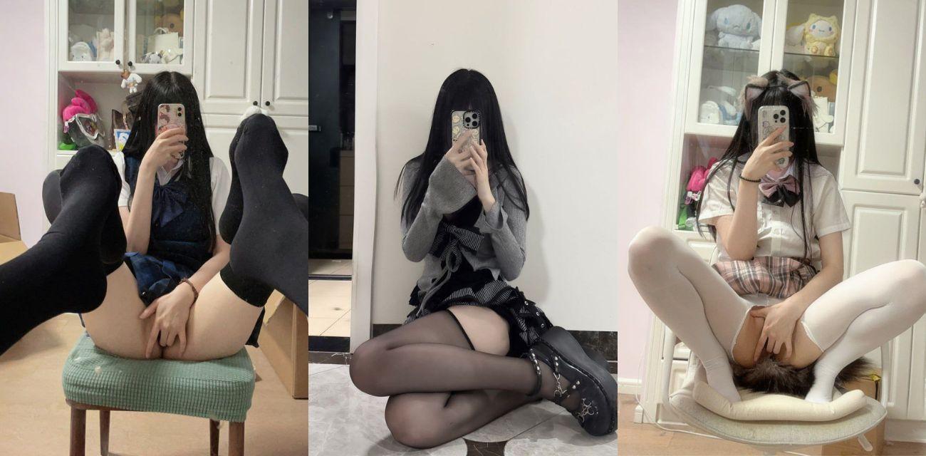 推特美少女网黄【悠哉大王】定制私拍，腿裹黑丝对镜自慰娇喘阵阵勾魂夺魄