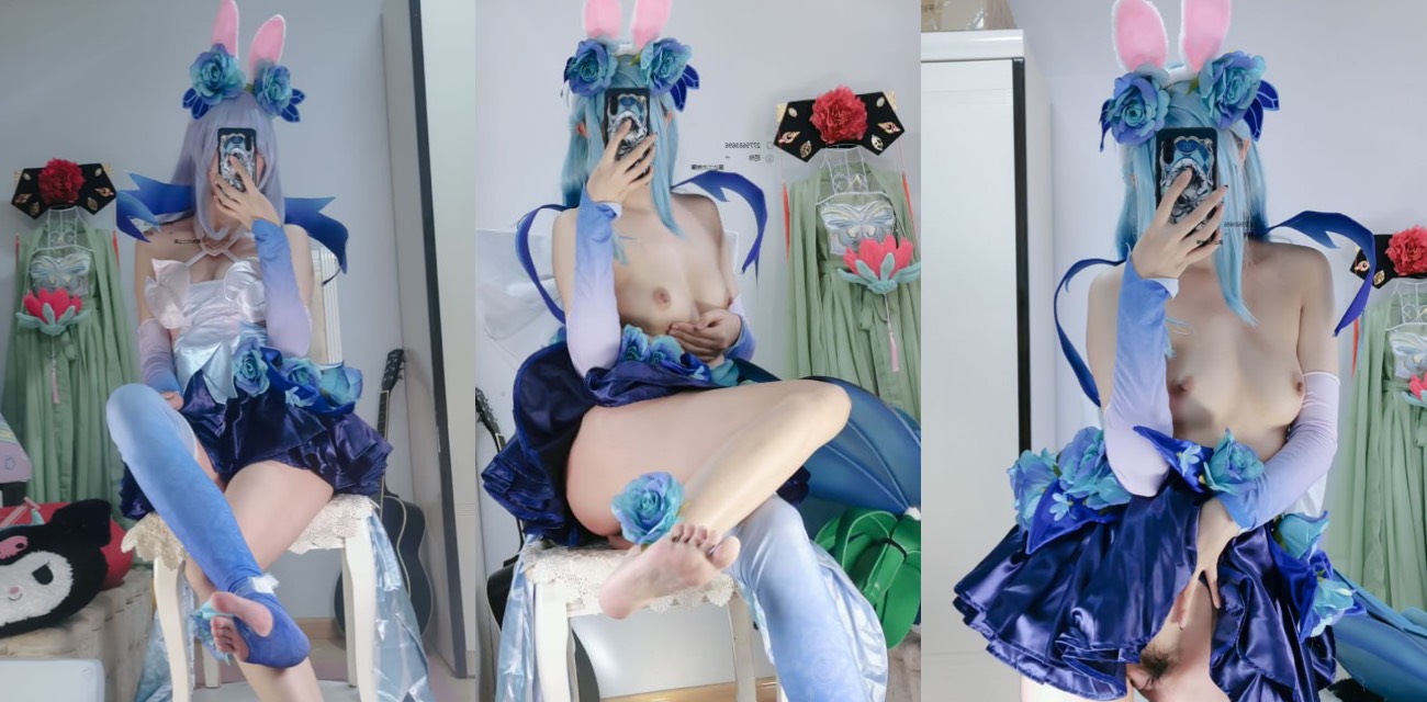 极品福利姬【沐沐酱】Cos公孙离私拍福利流出，赤裸上身扭动骚姿对镜自拍嫩穴大开肆意展示